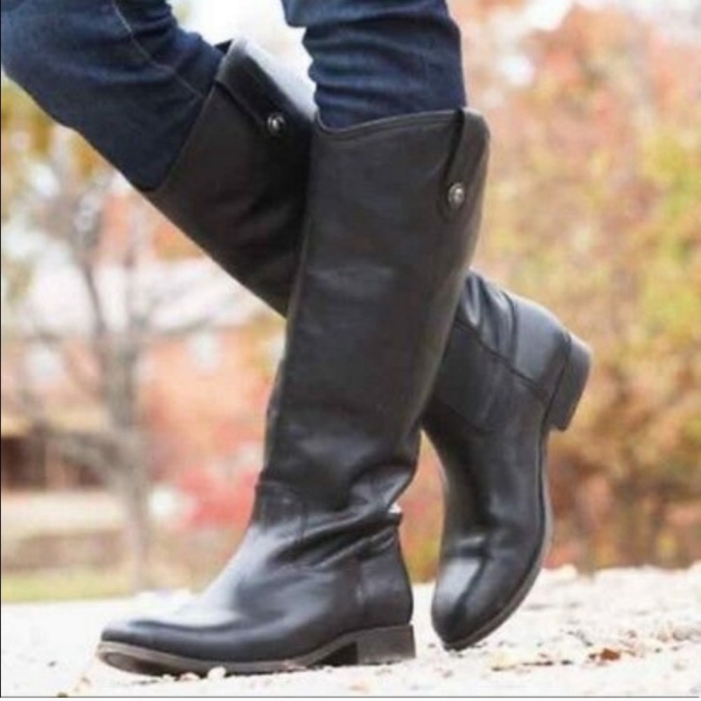 Frye Black Leather Melissa Button Tall Boots 7.5B